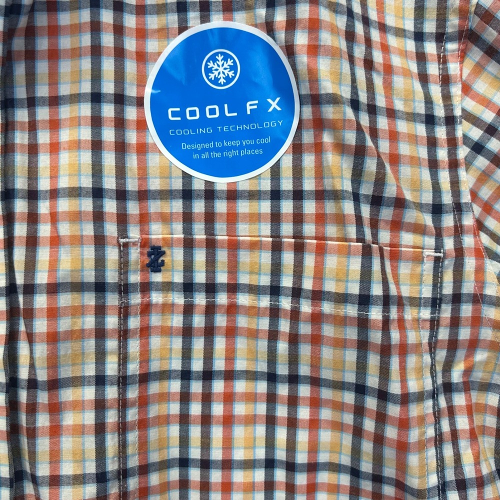 Izod Breeze‎ Collection Mens Small Red Clay Plaid Cool FX Short Sleeve Shirt NEW - Picture 5 of 9